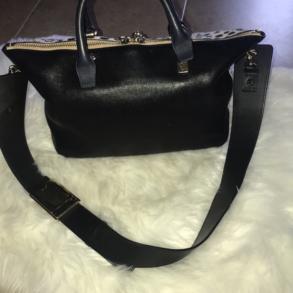AUTHENTIC CHLOE BLACK & WHITE FUR/ CALF SKIN LEATHER - Picture 4 of 16